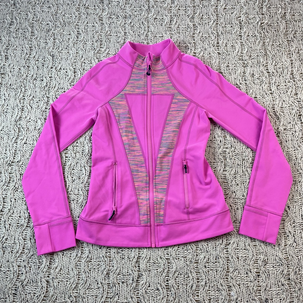 Ivivva Define-Style Jacket Track Kids 14 Magenta Pink Nylon Two Zip Hand Pockets